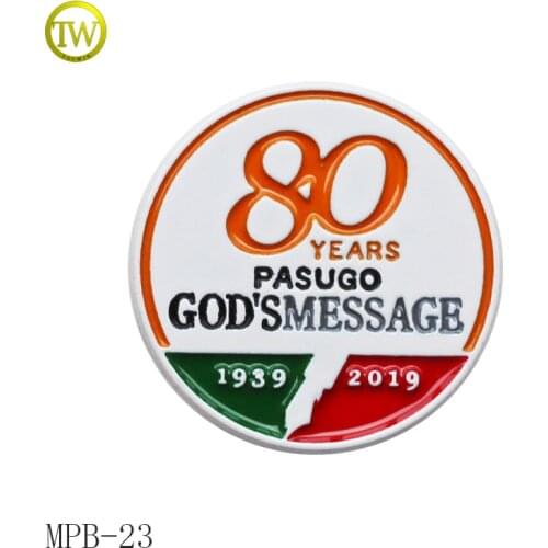 Promotion custom metal company logo pin round name button badge