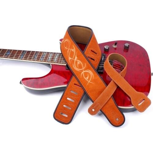 Nubuck Leather Soft Durable Guitar Strap Adjustable Cowhide Acoustic Electric Bass Strap Guitar Belt Guitar parts Accessories