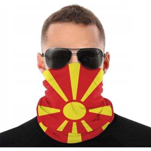 North Macedonia Flag Magic Scarf Half Face Mask Unisex Halloween Tube Scarf Tubular Bandana Polyester Headband Biking Hiking