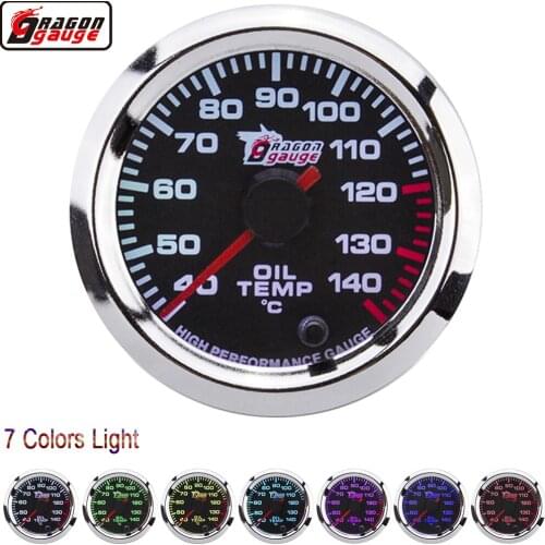 Dragon 2" 52mm Stepper Motor 7 Colors Backlight Auto Car Oil Temp Gauge Temperature 40-140 Celsius Meter Free Shipping