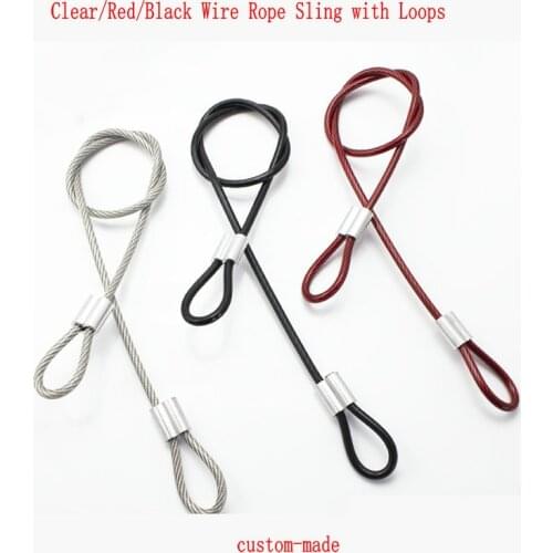 HQ Custom Made 4MM PVC Coated Stainless Steel 304 Wire Rope Cable Sling with Eyelets Loops for Home Clothline Gym Accessories