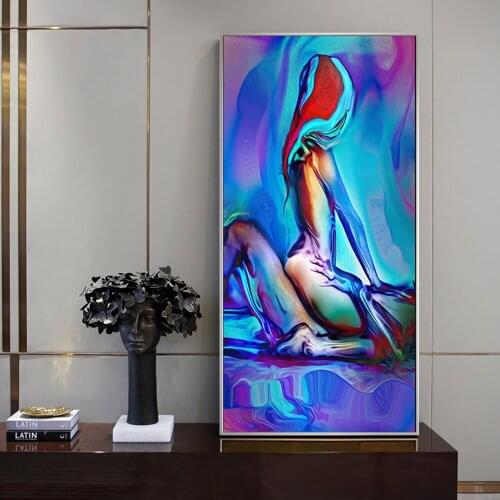 Nordic Modern Style Sexy Woman And Man Abstract Body Art Posters Painting Canvas Print for Bedroom Home Wall Decor Unstretched