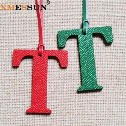 XMESSUN New English Letters T Luxury Genuine Natural Leather Character Alphabet Keychain Charm Backpack Pendant Ladies Women Bag