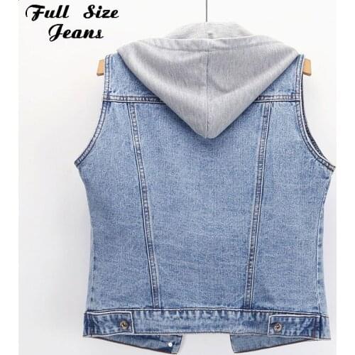 Plus Size Hoodie Sleeveless Casual Denim Vest Coat 5XL Large Size Mom Hoody Jeans Waistcoat Jackets Korean Outfit Hooded Vests