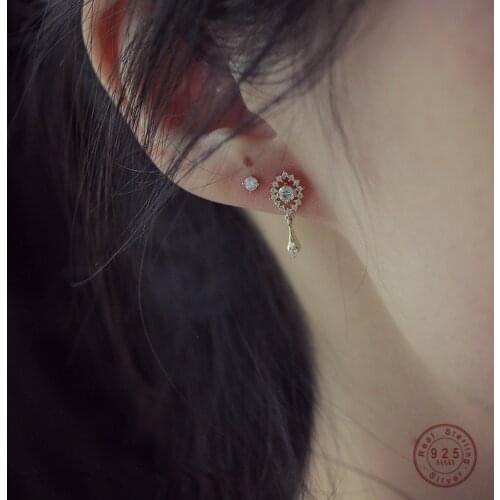 925 Sterling Silver 14K Gold Vintage Evil Eye Stud Earrings Women Pavé Crystal Exquisite Temperament Wedding Jewelry Gift