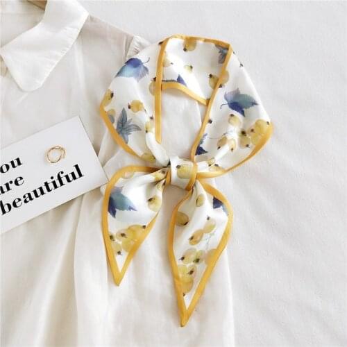 New Summer Fruit Printed Hair Scarf Fashion Womens Colorful Silk Hairband Girl Long Ribbon Foulard Cheveux Hair Accessories