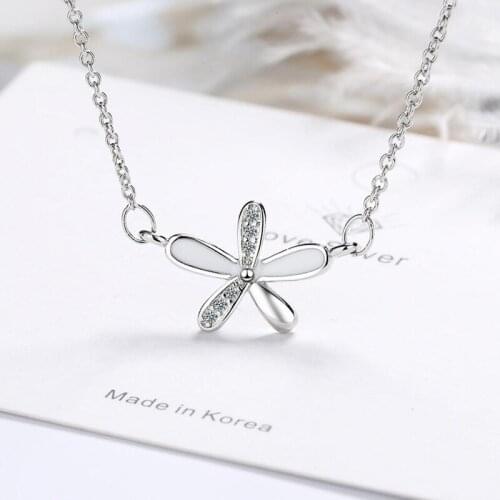 KOFSAC Fashion Silver Color Necklaces For Women Simple Cute Zircon Flower Pendant Jewelry Lady Different Occasion Accessories