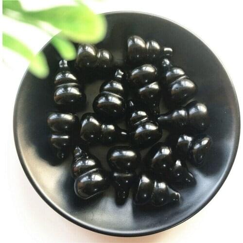 1PC 28mm Natural Black Obsidian Carved Gourd Crystal Stone Cucurbit Decoration Crafts Natural Stones and Minerals