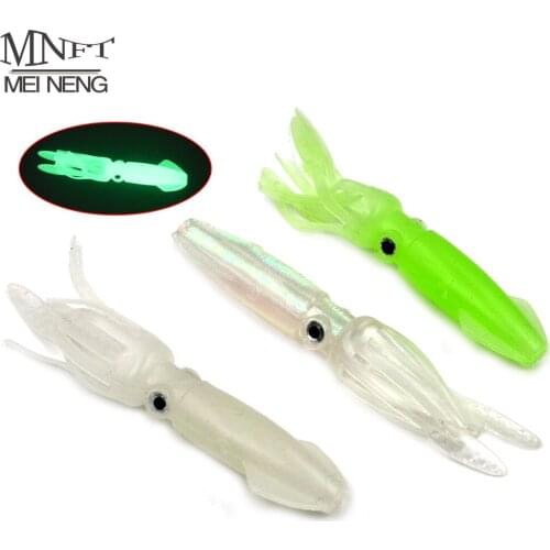 MNFT 1PCS 9cm Toply Glow Soft Fishing Squid Octopus Skirts Lure Rubber Silicone Jigging Soft Squid Lures Sea Fishing Bait
