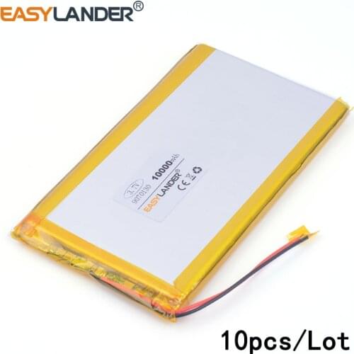 10pcs/Lot 3.7 V 9070130 10000 mah lithium Li ion polymer rechargeable battery For Tablet Pc PAD DVD Naptop 0970130