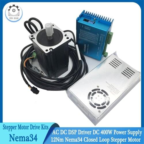 Nema34 12Nm 86MM AC DC DSP Closed Loop Stepper Motor Driver & 400W 60V DC Power Supply Hybird Encoder Easy Step Servo Kits