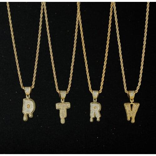 2021 Ins Punk Style Ladies Initial Necklaces A-Z 26 English Letter Pendants Shiny Ice Chain Necklaces Hip Hop Mens Jewelry Gift