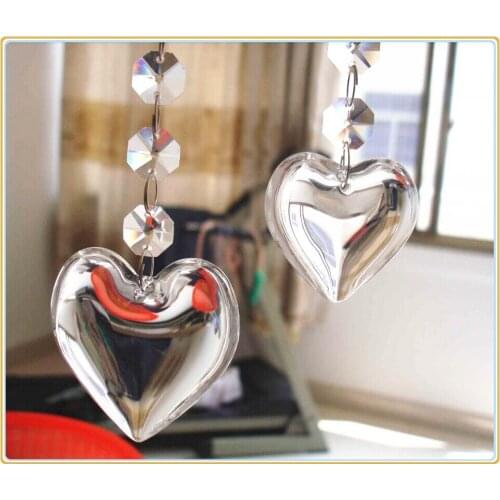 50pcs/lot 42mm Clear Heart Crystal chandelier prism hanging pendants glass lighting decoration suncatchers hanging drops craft