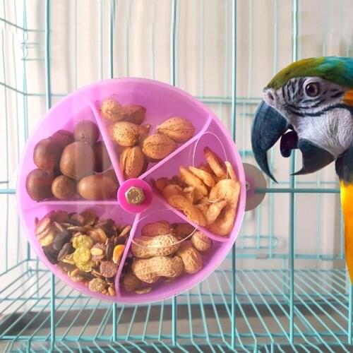 80% Hot Sales!!! Rotate Pet Parrot Toys Wheels Bite Chewing Birds Foraging Food Box Cage Feeder
