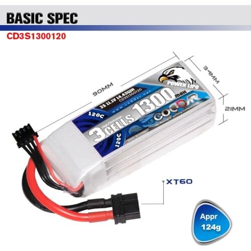 CODDAR 11.1V 1300mAh 120C 3S LiPo Battery With XT60 Plug For Beta Racing Helicopter RC Quadrotor FPV Drone Boat Parts
