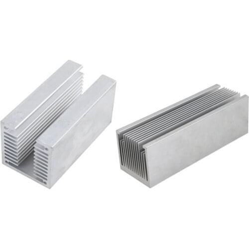 2Pcs Aluminum Radiator Heat Sink for Power Amplifier Heater - U Type 80 X 40 X 40Mm & 50X50X150Mm Dense 14 Tooth