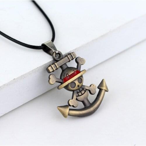 Anime Skull Skeleton Luffy-Straw Hat Thousand Sunny Ship Logo Necklace For Men Women Fans Gift