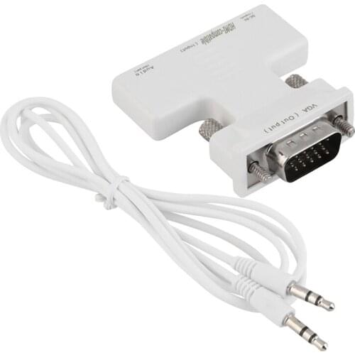Female HDMI-compatible To Male VGA Audio Adapter HDMI-compatible HD Cable Converter Adapter For Computer Laptop Desktop Whtie