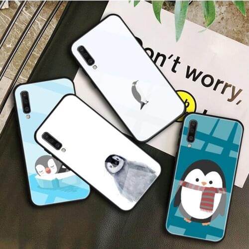 Cute cartoon animal penguin Tempered Glass Case For Samsung Galaxy A 10S 10E 20S 20E 30S 40 50S 60 70 80 90 6 7 8 Shell