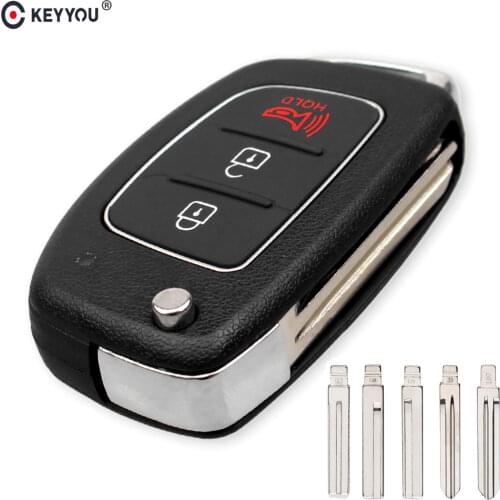 KEYYOU 3 Button Filp Car Remote Key Case For Hyundai HB20 IX35 I45 SANTA FE Accent I40 I20 HY15/HY20/TOY40 Uncut Blade Key shell