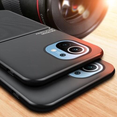 Mi11i Case Leather Texture Car Magnetic Holder Suction Back Cover For Xiaomi Mi 11i 11 i 11i 5G 2021 6.67" Shockproof Coque