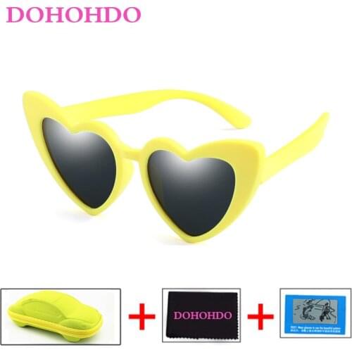 DOHOHDO 2020 Cute Children Polarized Sunglasses Heart Sun Glasses Girls Boys Silicone UV400 Child Mirror Baby Eyewear Gafas TR90