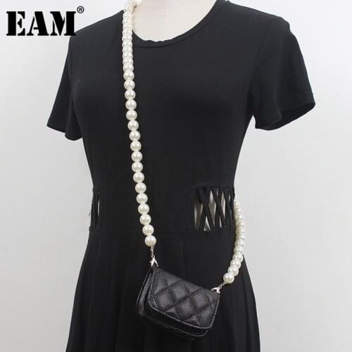 [EAM] Women New Pu Leather Pearl Split Joint Elegant Personality Accessories Fashion Tide All-match Spring Autumn 2021 1DD8187