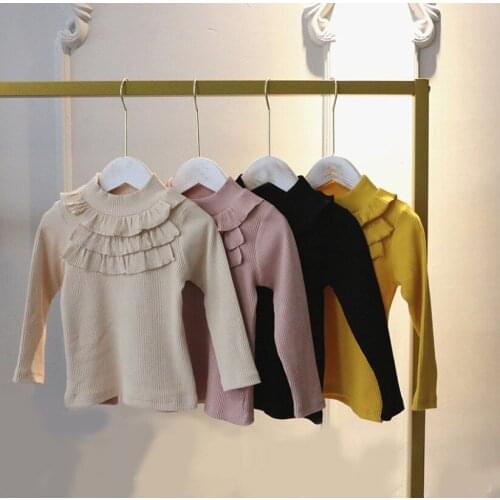 New Girls t Shirts High Quality Knit Bottoming Shirt For Autumn Winter Baby Girl Long Sleeve Knitted Top Turtleneck Kid Clothes