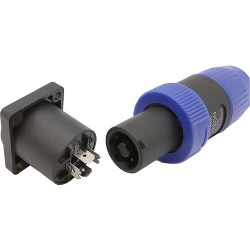 2Pcs 4 Pin Speakon Female Jack Socket Panel Mount Connectors 4 Pole NL4FC Plug Male Twist Lock Speaker Audio Cable Connector