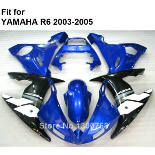 Fairing Kit For YAMAHA Blue Black White YZF R6 2003 2004 2005 Motorcycle Parts Fairings Kit R6 03 04 05 HZ01