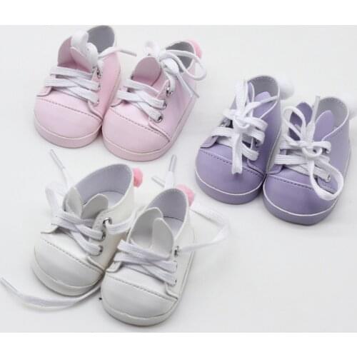 7cm mini doll shoes for 43cm new born dolls accessories and 18inch girls doll rabbit ear white baby shoes toys