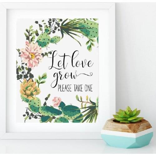 Let Love Grow Succulent Prints Seed Packets Sign Succulent Bridal Shower Decor Wedding Favor Gift Cactus Baby Shower Decoration