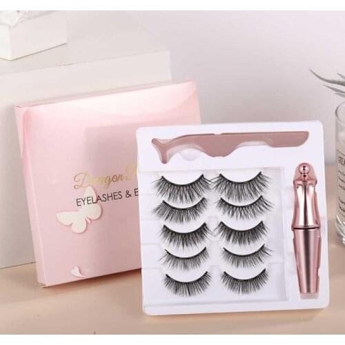3/5 Pairs Magnetic Eyelashes 3D Natural Magnet False Lashes Waterproof Long Lasting Magnetic Eyeliner Eyelashes Sets Makeup Tool