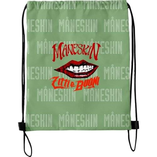 Maneskin Fashion Style Student Shoulder Storage Bag Drawstring Travel Beach Backpack Toys Shoes Clothes Organizer