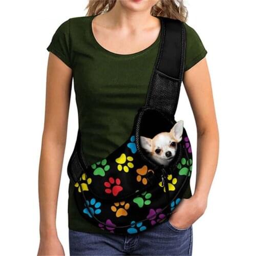 Colorful Dog Paw Printed Fashion Travel Pet Bag Backpack Carrier Outdoor Portable Mesh Messenger Shoulder Bags Hands-free Bags