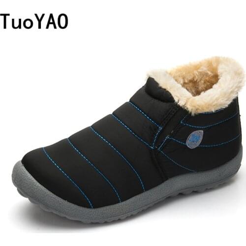 Fashion Men Winter Shoes Solid Color Snow Boots Cotton Inside Antiskid Bottom Keep Warm Waterproof Ski Boots,Size 35-48 New 2020