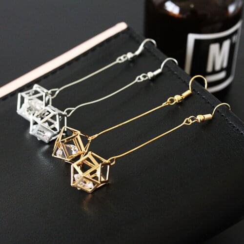 Fashion Anti Allergy Alloy Stainless Steel Eardrop Spherical Hollow Three-Dimensional Cubic Zrcon Earrings Drop FOR FEMALE WOMEN