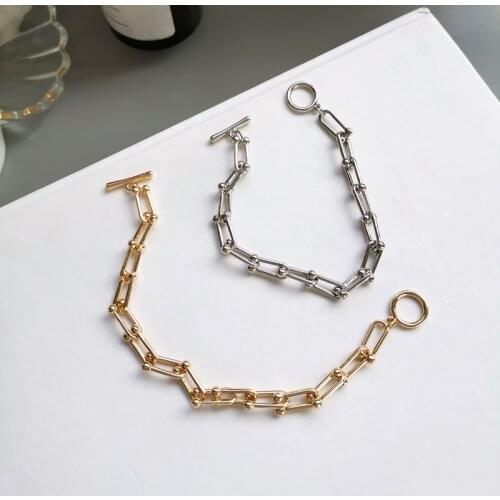 Fashion Jewelry Chain Bracelet Metal Alloy Golden Plating Hot Selling U Shape Link Bracelet For Women Jewelry Gifts For Girl