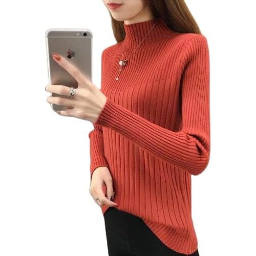2020 Autumn and Winter New Womens Clothing Turtleneck Sweater Womens Top Slim Fit Slimming Long Sleeves Bottoming Shirt Women