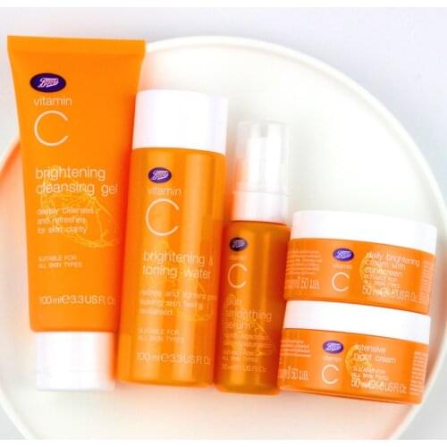 Vitamin C Facial Cleanser Anti Aging Skin Brightening Set 5 pieces 4 steps