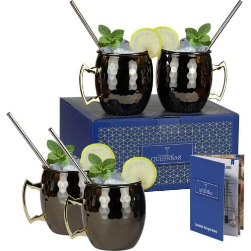 QUEENBAR Hight Quality Moscow Mule Mug Stainless Steel Mug Cup Home Coffee Cup Outdoor Travel Mug Bar Cocktail Cup Drinkware