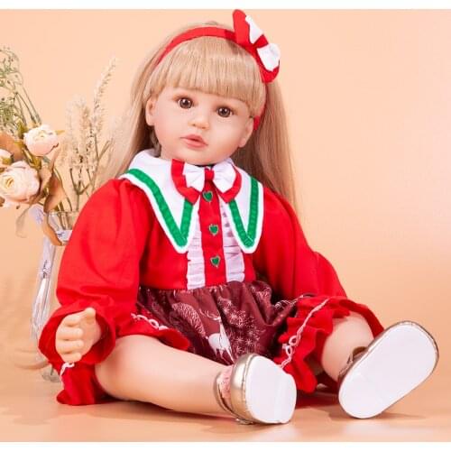 Realistic 60 CM Reborn Bebê Bonecas Cloth Body Boneca Toddler Princess Dolls Long Blond Hair Doll Toys For Girl Playmate Gifts