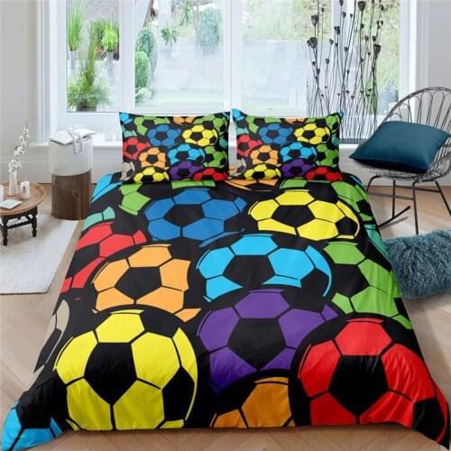 Luxury 3D Football Sport Print 2/3Pcs Kids Bedding Set Duvet Cover Pillowcase Home Textile for Boys/Teens Queen and King Size