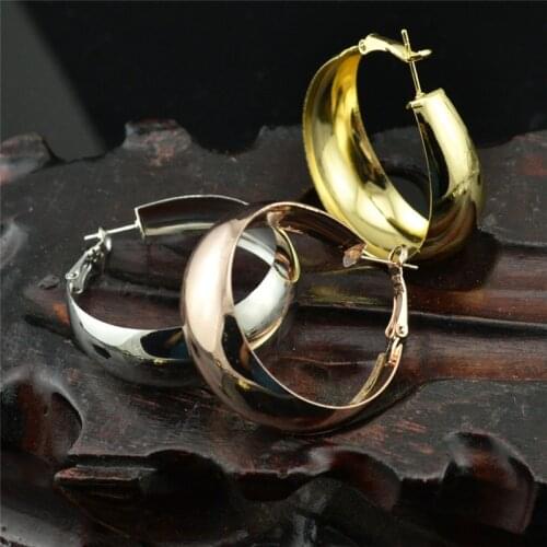 C shaped Drop earrings for women Fashion Jewelry Accessories Wholesale Big Rose gold Circle Youth Sexy Popular Dangle earrings