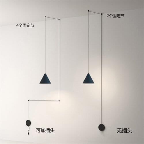 Nordic Design DIY LED Pendant Light Lamp 2/4m Cords Modern DIY Hook Hanging Lamp Living Room Staircase Triangle Home Decor Lamp