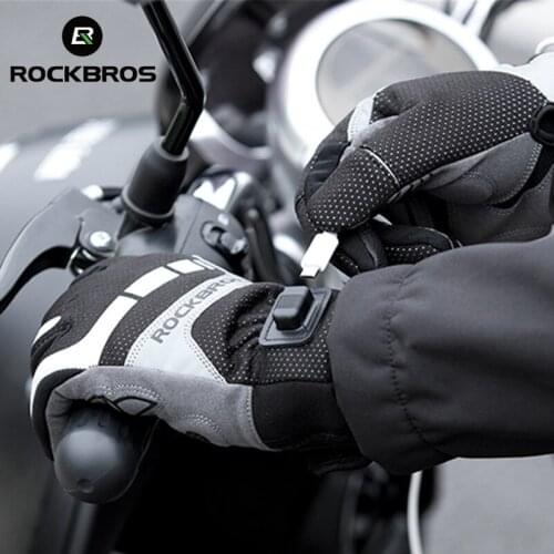 ROCKBROS Bicycle Gloves Winter Wram SBR Shckproof Touch Screen USB Heated Gloves Windproof Plam Breathable Bicycle gloves