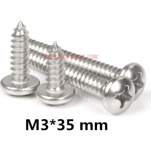 2021 New Arrival Sale Vis Screws Parafusos 100pcs/lot Gb818 M3*35 Mm 304 Stainless Steel Phillips Cross Recessed Pan Head Screw