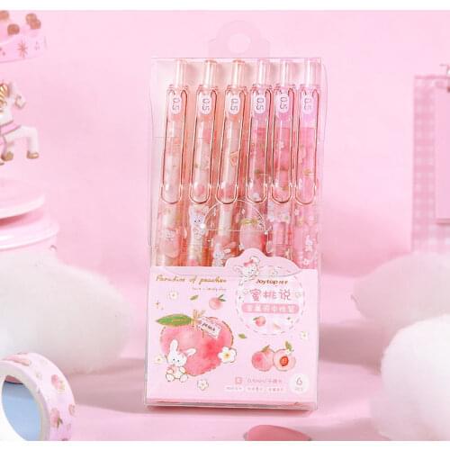 Yisuremia New Arrival 1PC Kawaii Cute Peach Press Type Black Ink Gel Pen Graffiti Writing Pens Girls Gift School Stationery