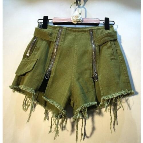 2019 Special Offer Real Cotton Solid Short Jeans Feminina Summer Shorts Zipper Decoration High Waist Army Wide Leg Cowboy Women