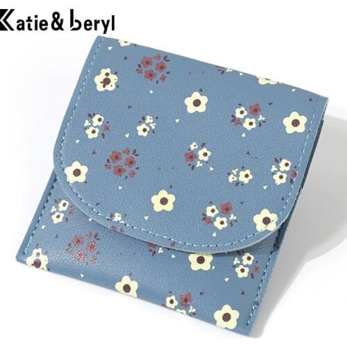 Floral Print Women Card Wallet Small Buckles 2 Fold Credit Card Holder Super Thin ID Cards Bags Purse Ladies Female Coin Pocket
